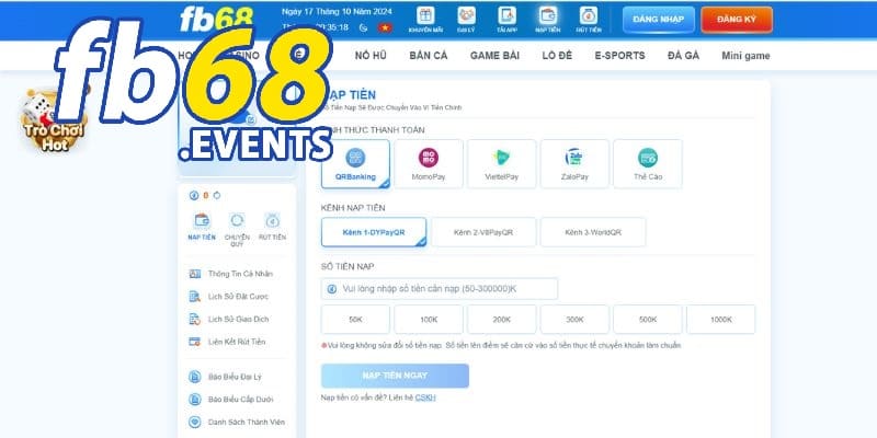 TRANG CHỦ 37 Người chơi nạp tiền dễ dàng và đơn giản khi làm theo hướng dẫn của nhà cái đưa ra